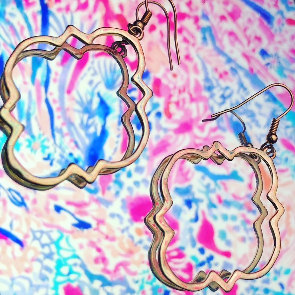 Lily Pulitzer inspired gold dangles